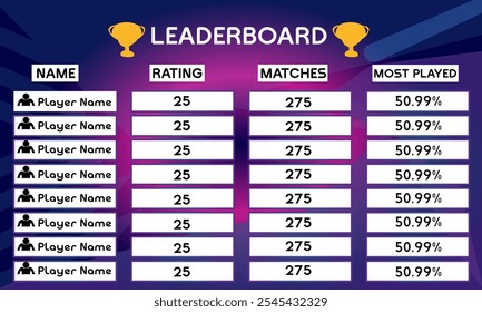 game leaderboard with abstract background vector template