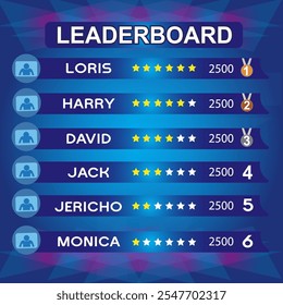 game leaderboard with abstract background vector template