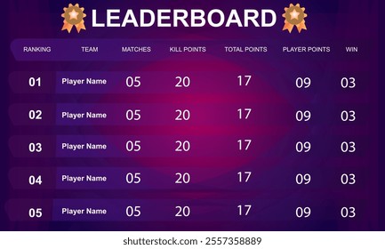 game leaderboard with abstract background vector template