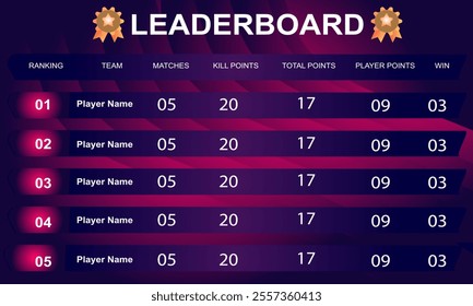 game leaderboard with abstract background vector template