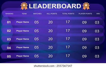 game leaderboard with abstract background vector template