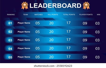 game leaderboard with abstract background vector template