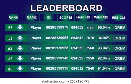 game leaderboard with abstract background vector template