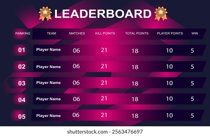 game leaderboard with abstract background vector template