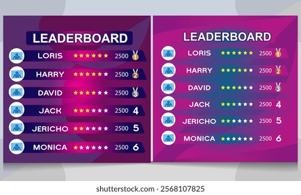  game leaderboard with abstract background vector template