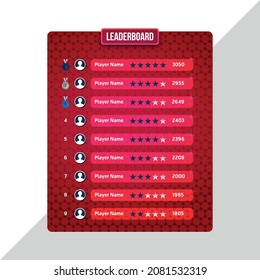 Game Leaderboard With Abstract Red Background