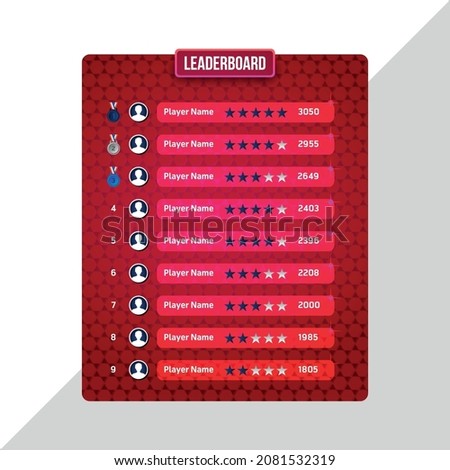 Game leaderboard with abstract red background