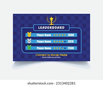 Game Leaderboard design in blue abstract background 