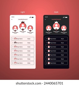 Game leaderboard with different ranks. Leaderboard Mobile Game User Interface GUI Assets. UI element