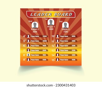 Leaderboard de juego en vector de fondo abstracto 