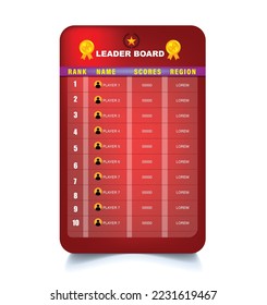 Game Leaderboard Red abstract design vector format 