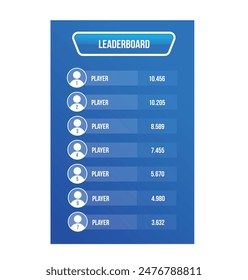 Game leaderboard template isolated on white background. Vector stock