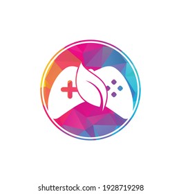 Game and leaf logo design template. Gaming and leaf logo design template.