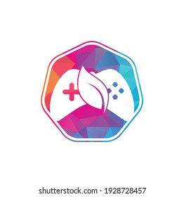 Game and leaf logo design template. Gaming and leaf logo design template.