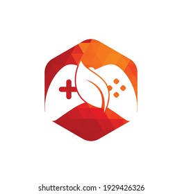 Game and leaf logo design template. Gaming and leaf logo design template.