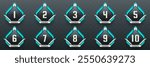 Game Level Up Badges in Black, Silver and Cyan Color-Themed for Game UI Designs