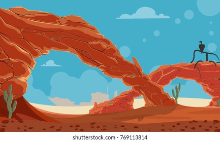 The game level for the mobile game is desert. Vector illustration