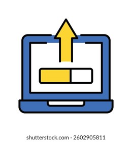 Game Level Up vector filled outline icon. EPS 10 file