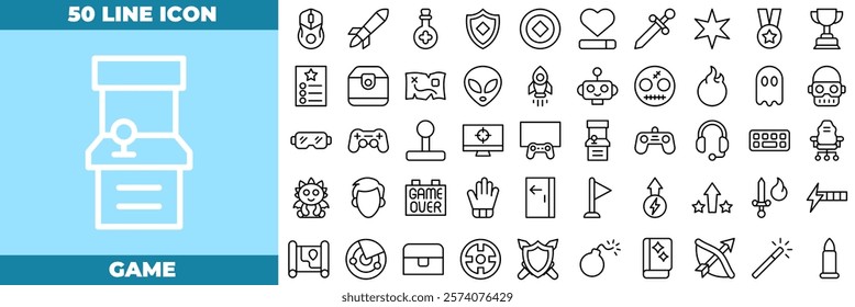 Game Line Editable Icons set. Vector illustration in modern thin line style of game icons: control, video, play, etc