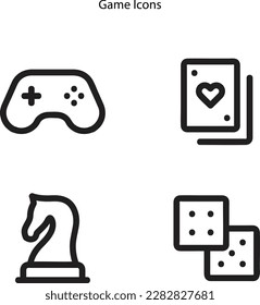 game line icon. Game device sign like joystick, poker card, domino, and horse chess, Control gamepad symbol. Illustration for web and mobile app, 
