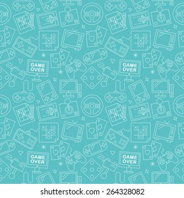 Game line icon pattern set 