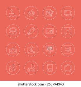 Game line icon set 