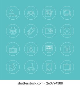 Game line icon set 