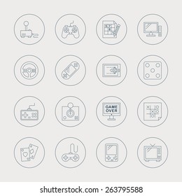 Game line icon set 