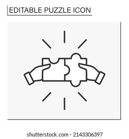  Game line icon. Strategy of combination of elements. Intellectual game. Puzzle concept. Isolated vector illustration. Editable stroke