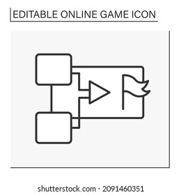  Game Line Icon. Strategy Maze. Actions Change Game Script. Online Game Concept. Isolated Vector Illustration.Editable Stroke