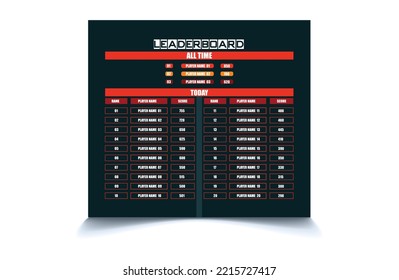 Game Live Stream Leaderboard, Menu And Bars For Video Streaming Show Vector Set. High Tech Interface Or Display Gaming Elements