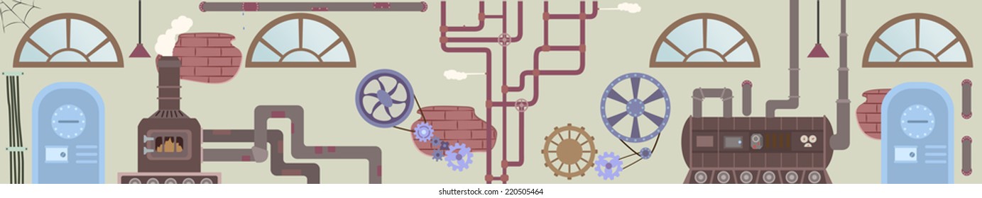 Game locations factory . Vector seamless background.