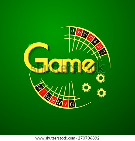 Game logo, casino typography design, roulette vector illustration on green background