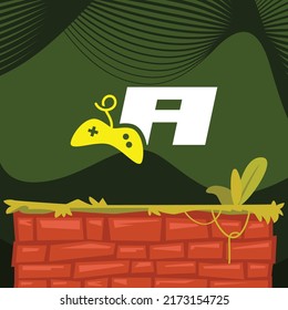 Game logo design vector template illustration with alphabet A