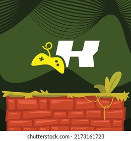 Game logo design vector template illustration with alphabet K