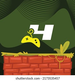 Game logo design vector template illustration with number 4
