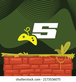 Game logo design vector template illustration with number 5