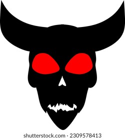 game logo icon illustration with horned skull head