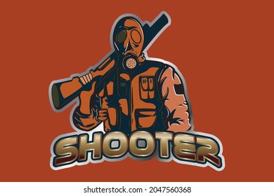 Game logo with sniper as sniper illustration