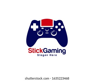Game logo template vector. Joystick design Icon. Stylized joystick buttons. Creative design. Illustration