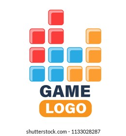 Game Logo Game Tetris Pixel Bricks Vector Image
