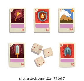 Game of Lord with Dice and Playing Cards Vector Set