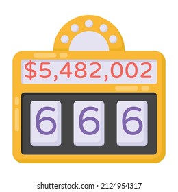 A game luck number, 6 digit in flat icon

