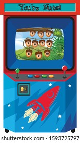 Máquina de juegos para contar números en ilustraciones de fondo aisladas