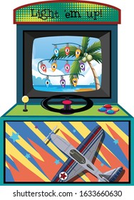 Game machine for counting numbers on isolated background illustration