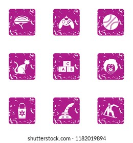 Game machine icons set. Grunge set of 9 game machine vector icons for web isolated on white background