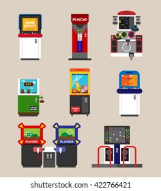 Game machine object set vector clip art