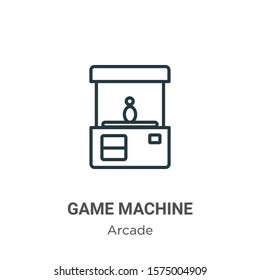 Game machine outline vector icon. Thin line black game machine icon, flat vector simple element illustration from editable arcade concept isolated on white background