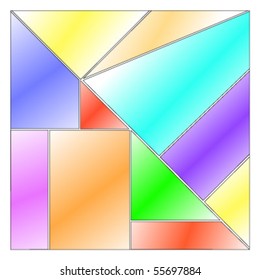 Game "Make a square". Big square is divided into different shapes that must be placed in a certain order to make a square