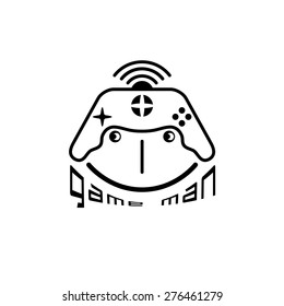 game man concept with game pad vector design template
